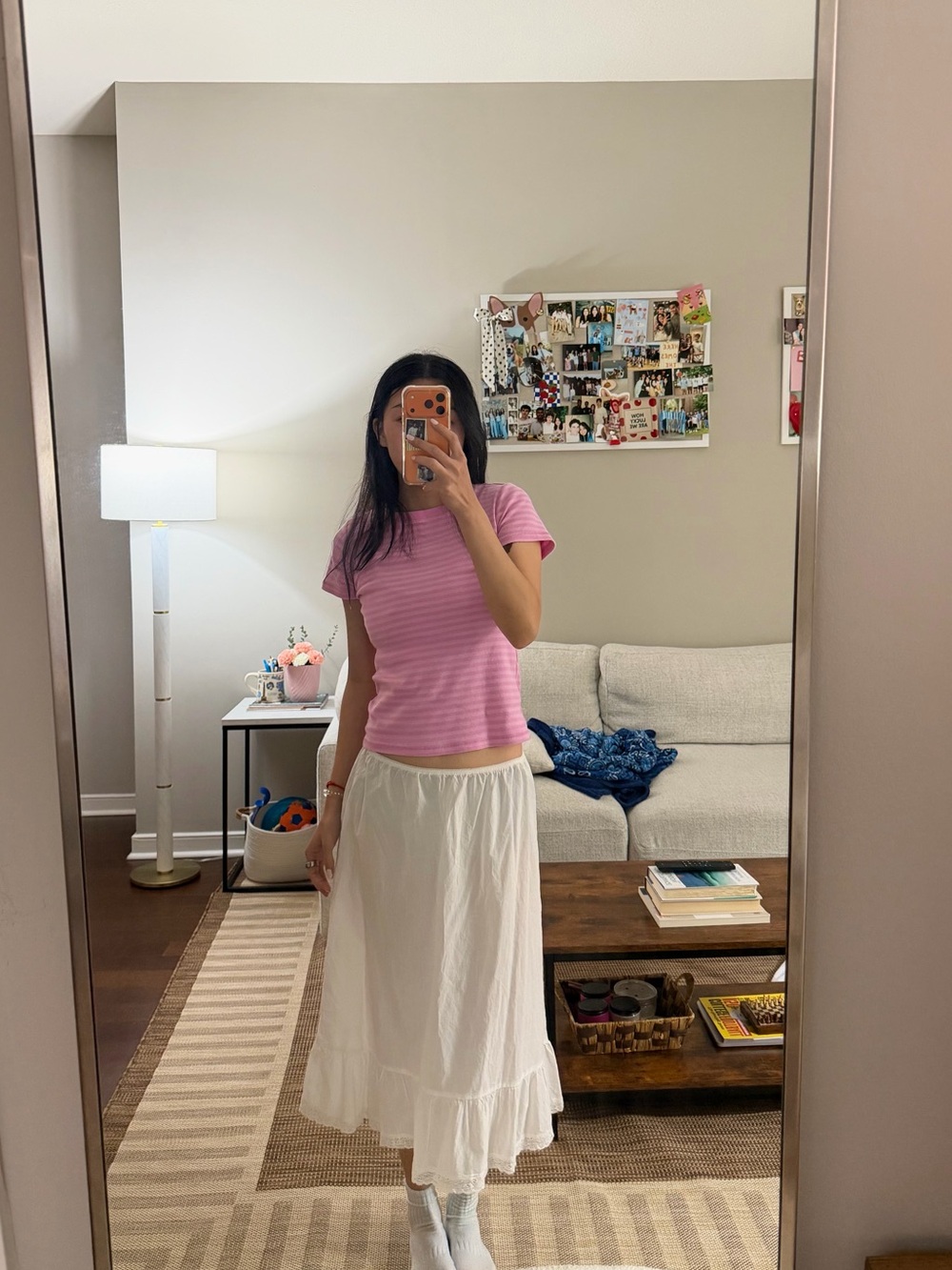 Brandy Melville midi skirt with lace hem
